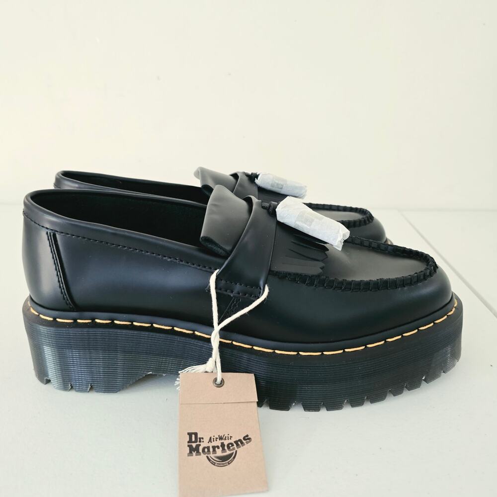 Dr. Martens Adrian Quad Leather Platform Loafers Black Shoes NEW Size 10 9 - Picture 4 of 12